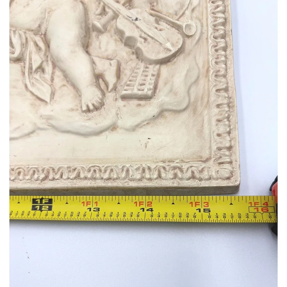 Vintage Musical Cherubs Angels High Relief Wall Plaque Plaster Resin Decor 15